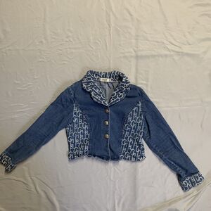 Meimeifushi Cropped Denim Jacket Woman's Petite Size L